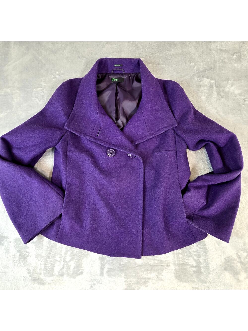 Stile Benetton Purple wool crop coat 2 button Classy buisness woman